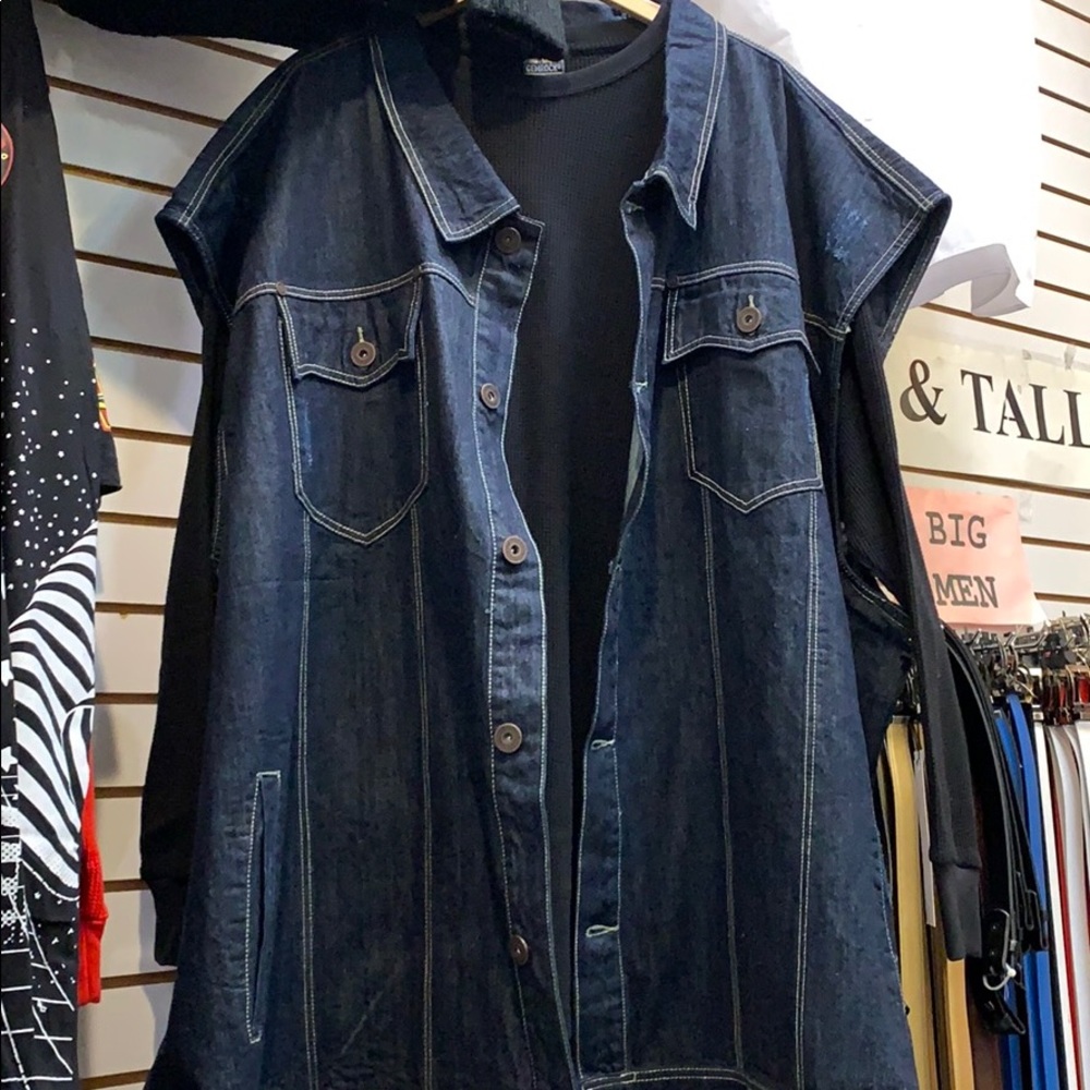 Big and tall DENIM JEAN VEST in indigo blue